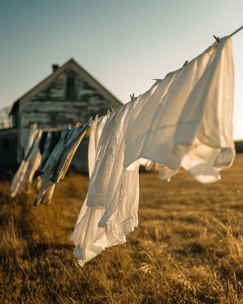Laundry on the line, golden hour